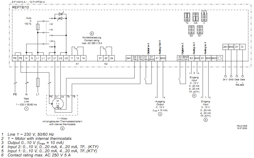 Однофазные цифровые регуляторы напряжения Systemair REPT 10 - схема