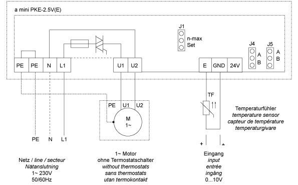 Однофазные тиристорные регуляторы скорости Systemair PKE - схема