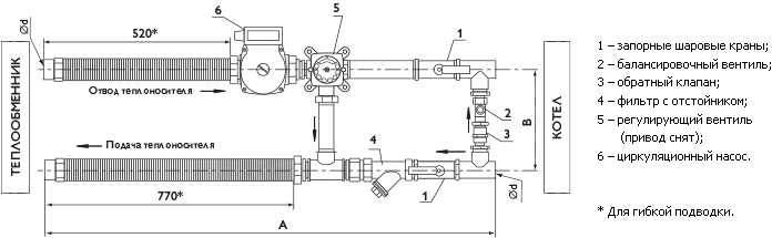 узлы обвязки Арктос ВДЛ-300A-52-1,0 - технический рисунок